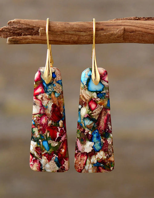 Load image into Gallery viewer, Geometrical Shape Imperial Jasper Dangle Earrings
