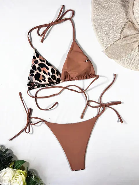 Load image into Gallery viewer, Ellolace Leopard 2 Piece Bikini Set
