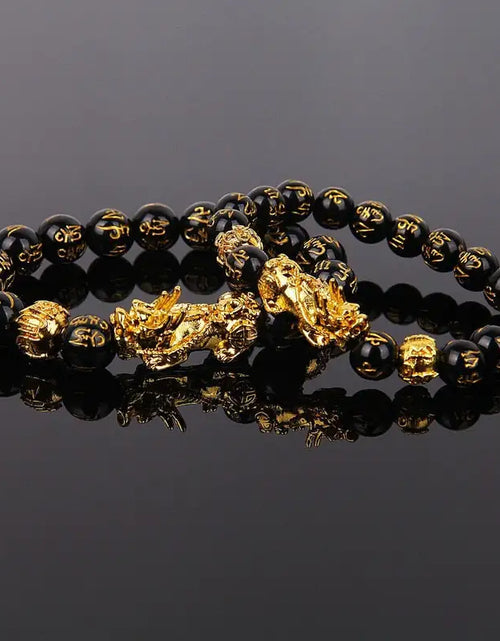 Load image into Gallery viewer, Feng Shui Wealth Bracelet  Black Beads
