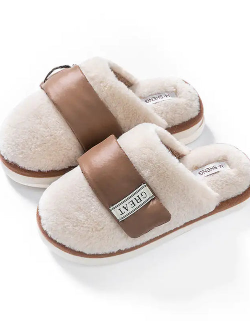 Load image into Gallery viewer, Autumn And Winter Indoor Home Slipper Plus Velvet Warm Couple Bedroom Cotton Shoes
