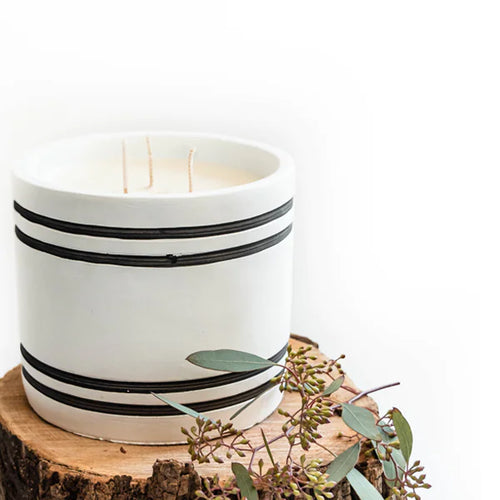 Load image into Gallery viewer, Luxury Large Striped Stone Designer Candle - Harvest
