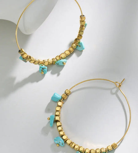 Turquoise Stainless Steel Hoop Earrings