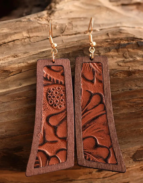 Load image into Gallery viewer, Geometrical Shape Wooden Dangle Earrings
