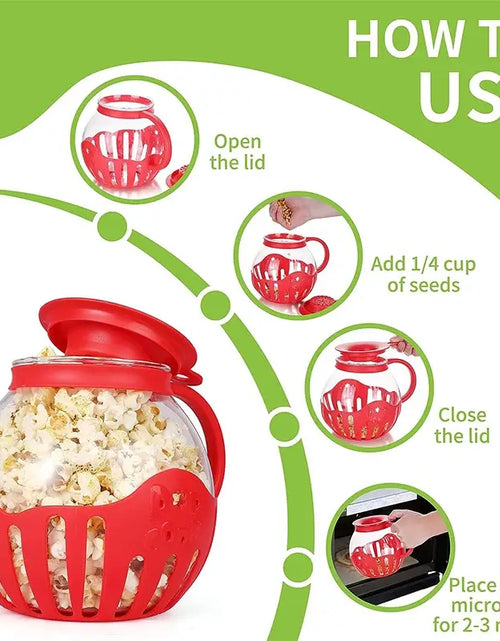 Load image into Gallery viewer, Microwave Glass Popcorn Popper With Silicone Lid
