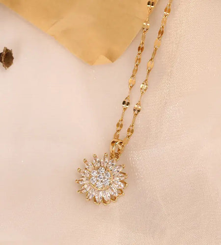 Double-layer Rotatable Sunflower Necklaces