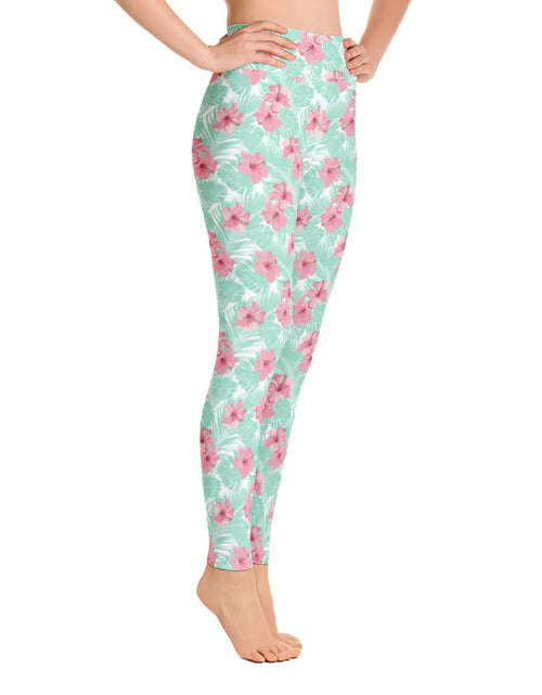 Load image into Gallery viewer, Women&#39;s Tropical Island Floral Yoga Leggings
