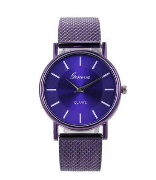 Mesh Belt Quartz Wristwatches for Women and Men