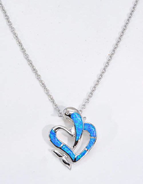 Load image into Gallery viewer, Opal Dolphin Heart Chain-Link Necklace
