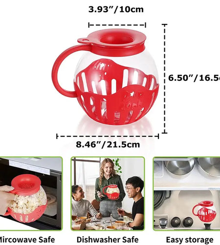 Microwave Glass Popcorn Popper With Silicone Lid