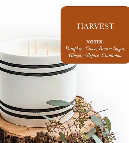 Luxury Large Striped Stone Designer Candle - Harvest