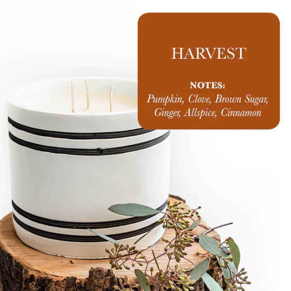 Luxury Large Striped Stone Designer Candle - Harvest