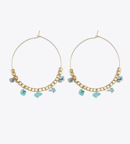 Turquoise Stainless Steel Hoop Earrings