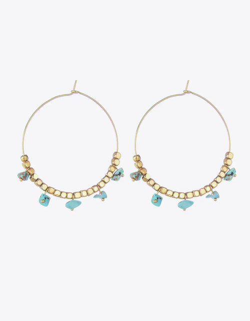 Load image into Gallery viewer, Turquoise Stainless Steel Hoop Earrings
