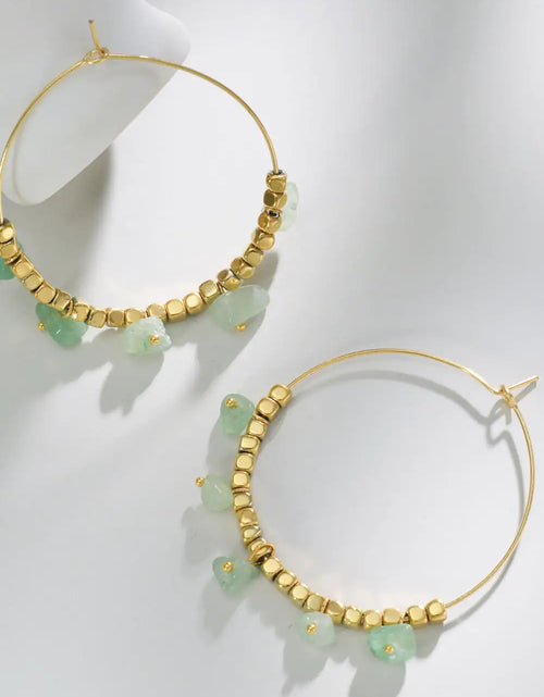 Load image into Gallery viewer, Turquoise Stainless Steel Hoop Earrings
