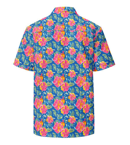 Hibiscus Lagoon Button Down Hawaiian Shirt - Coastal Summer 2024 Collection