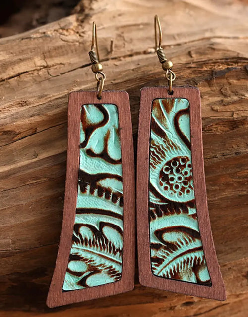 Load image into Gallery viewer, Geometrical Shape Wooden Dangle Earrings
