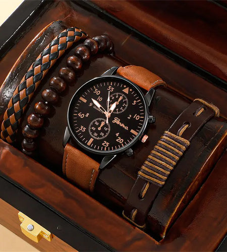 New Men's Watch Luxury Bracelet Set
