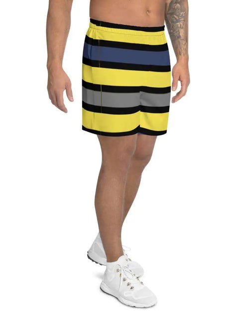 Load image into Gallery viewer, Men&#39;s Tropical Dark Blues/Yellow Long Shorts
