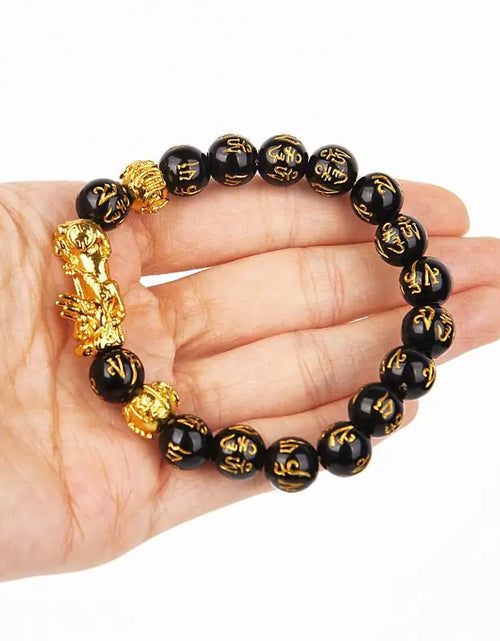 Load image into Gallery viewer, Feng Shui Wealth Bracelet  Black Beads
