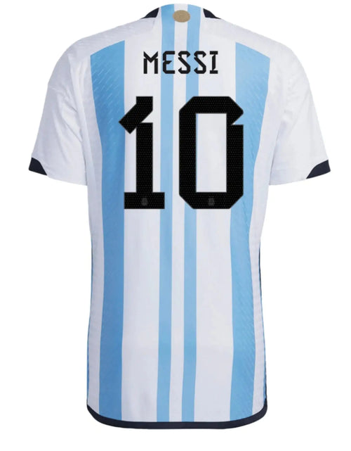 Load image into Gallery viewer, Messi #10 Premium Soccer 2022 Argentina World Cup Champions - Home Jersey by Adidas
