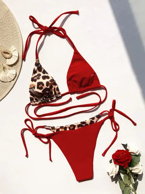 Load image into Gallery viewer, Ellolace Leopard 2 Piece Bikini Set
