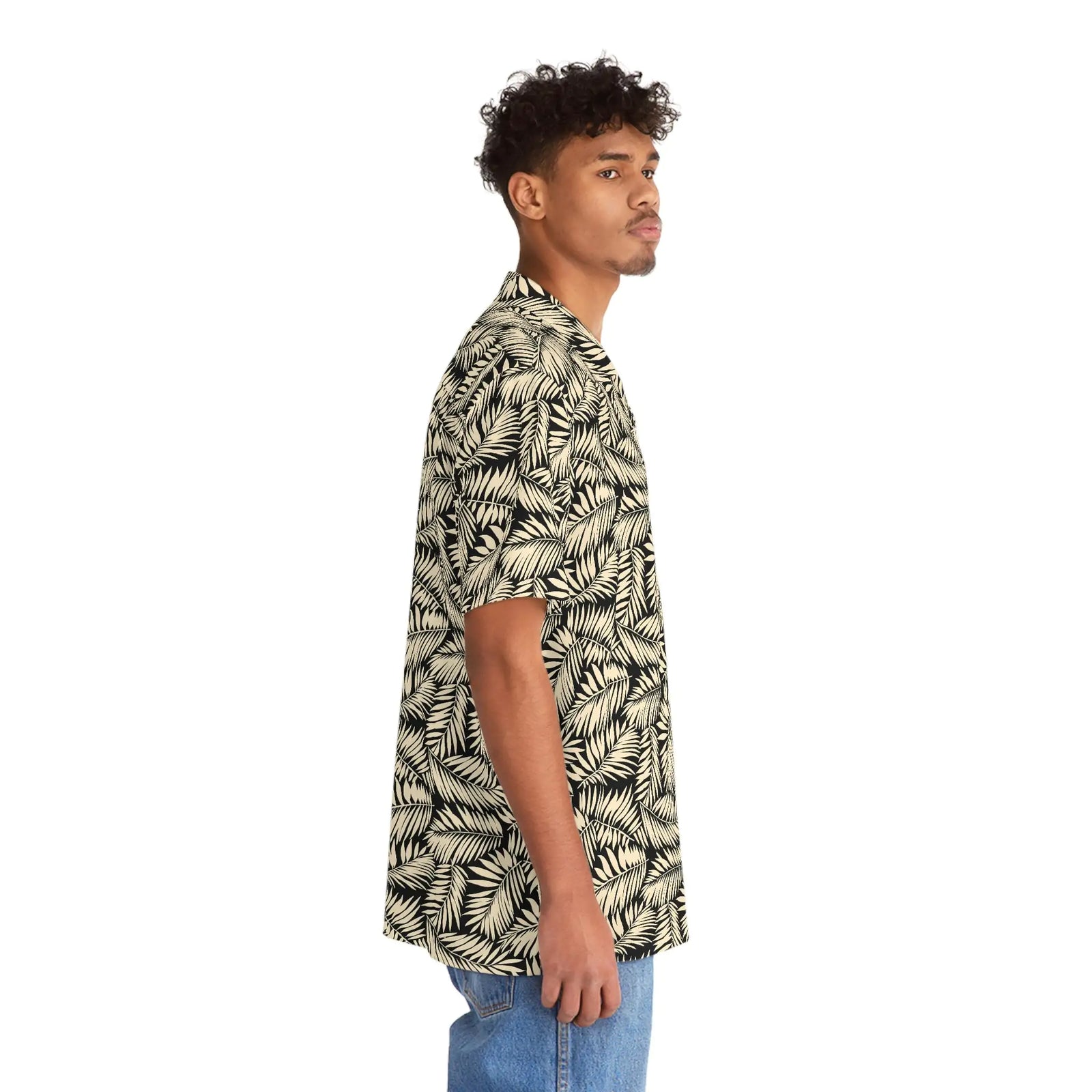 Men's Golden Night Tropical Floral Print Hawaiian Shirt