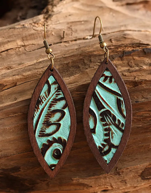 Load image into Gallery viewer, Geometrical Shape Wooden Dangle Earrings
