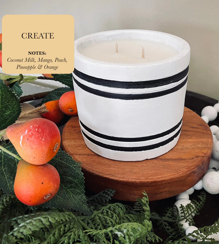 Luxury Small Striped Stone Designer Candle - Create