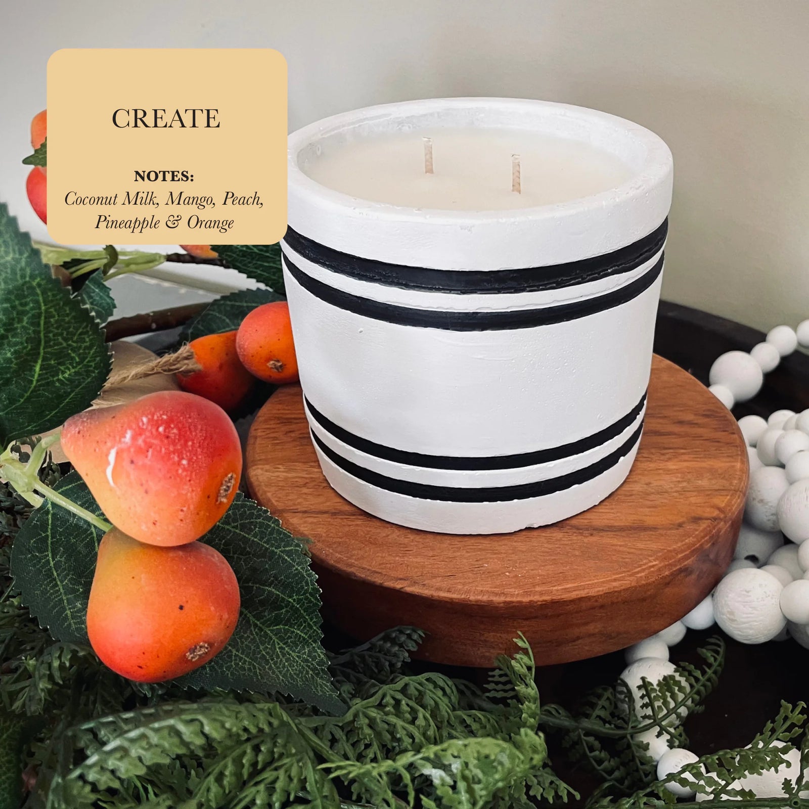 Luxury Small Striped Stone Designer Candle - Create