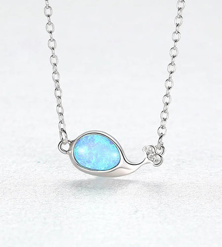 Opal Dolphin 925 Sterling Silver Necklace