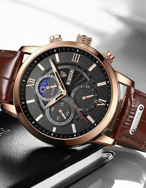 Load image into Gallery viewer, 2023 New Mens Watches LIGE Top Brand Luxury Leather Casual Quartz
