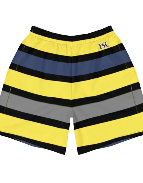 Load image into Gallery viewer, Men&#39;s Tropical Dark Blues/Yellow Long Shorts
