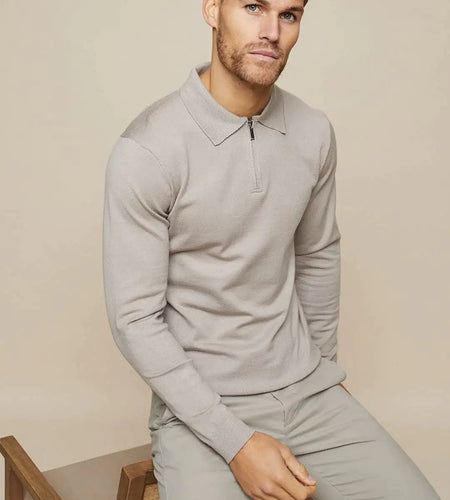Knitted Long Sleeve Polo