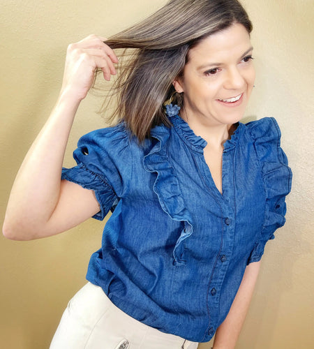 Ruffle Denim Top