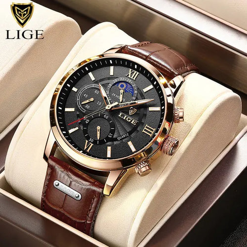 Load image into Gallery viewer, 2023 New Mens Watches LIGE Top Brand Luxury Leather Casual Quartz
