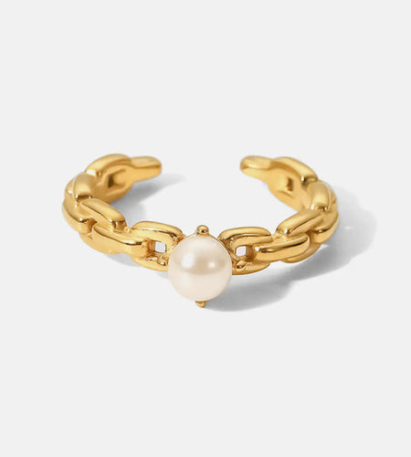 Pearl Stainless Steel Open Ring