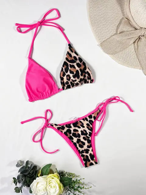 Load image into Gallery viewer, Ellolace Leopard 2 Piece Bikini Set
