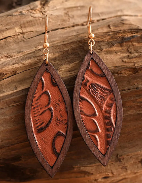 Load image into Gallery viewer, Geometrical Shape Wooden Dangle Earrings
