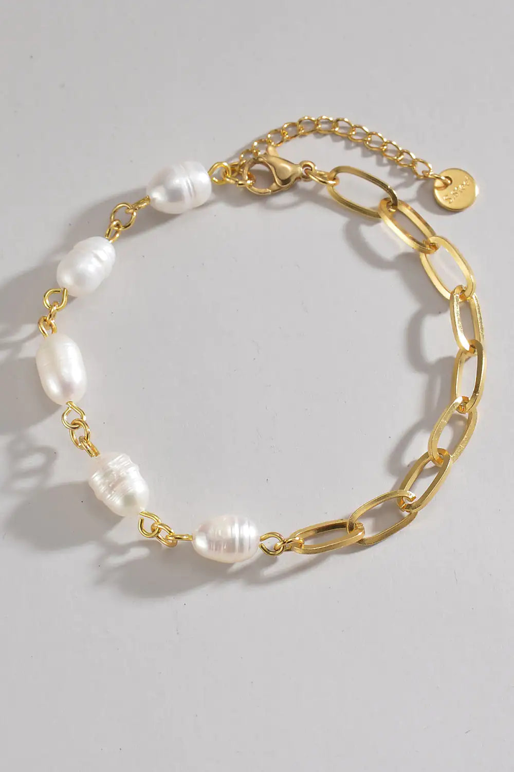 Half Pearl Half Chain Stainless Steel Bracelet