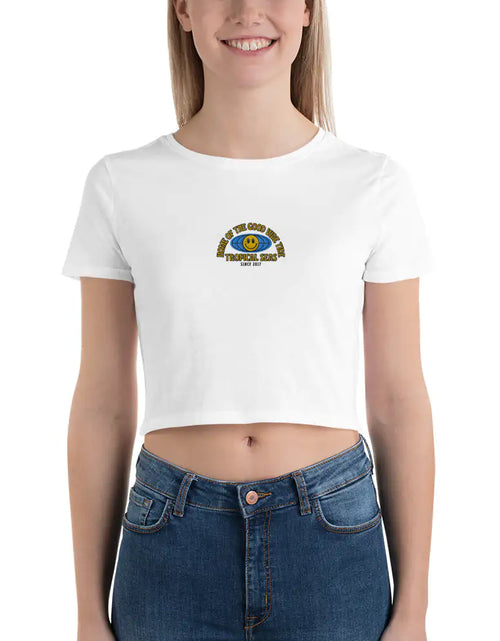 Load image into Gallery viewer, Women’s World Wide Good Vibes Crop Tee
