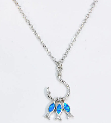 Opal Fish 925 Sterling Silver Necklace