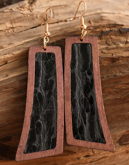 Load image into Gallery viewer, Geometrical Shape Wooden Dangle Earrings
