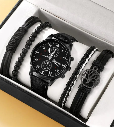 New Men's Watch Luxury Bracelet Set