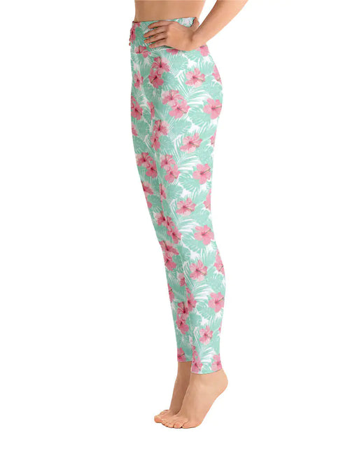 Load image into Gallery viewer, Women&#39;s Tropical Island Floral Yoga Leggings
