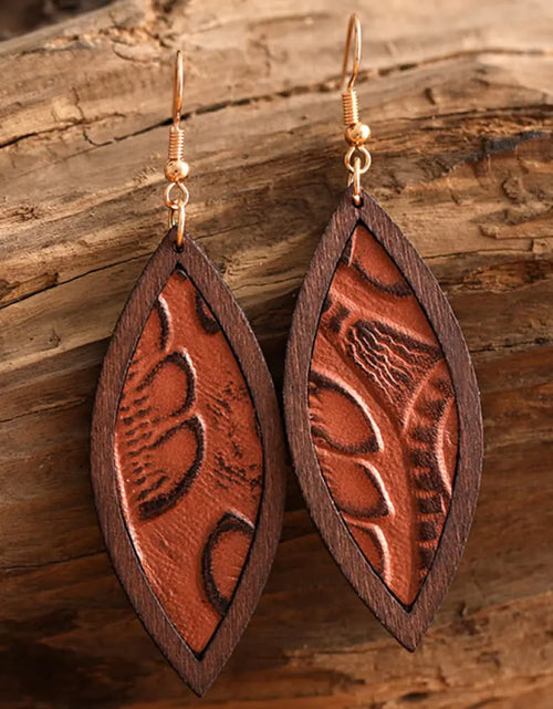 Load image into Gallery viewer, Geometrical Shape Wooden Dangle Earrings
