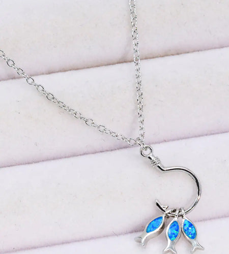 Opal Fish 925 Sterling Silver Necklace