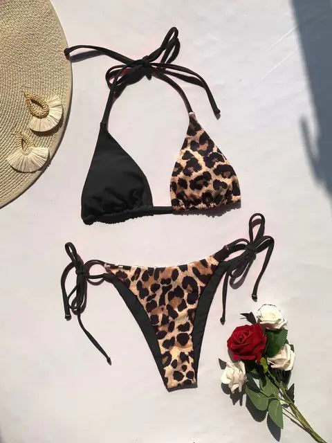 Load image into Gallery viewer, Ellolace Leopard 2 Piece Bikini Set
