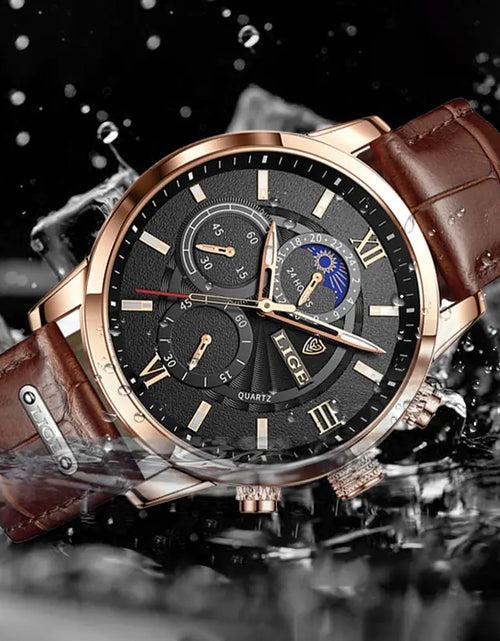 Load image into Gallery viewer, 2023 New Mens Watches LIGE Top Brand Luxury Leather Casual Quartz
