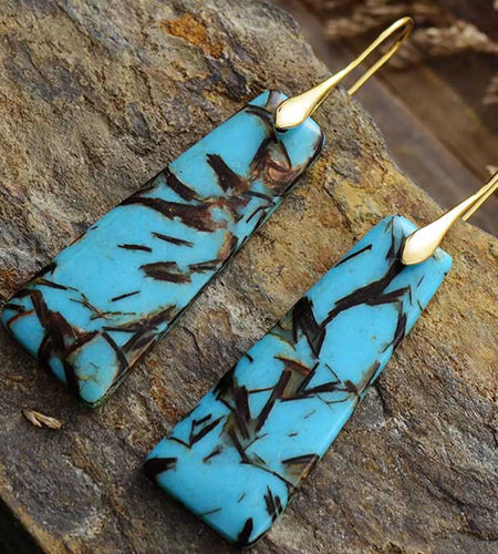 Geometrical Shape Imperial Jasper Dangle Earrings