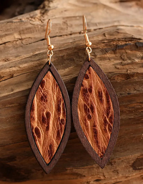 Load image into Gallery viewer, Geometrical Shape Wooden Dangle Earrings
